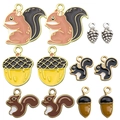 Cartoon squirrel and acorn charms set for DIY jewelry making in autumn theme - Mixed Squirrel Pine Cone Styles (SN402)