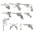 Retro metal alloy gun pendants for DIY jewelry making with silver finish and loops - Mixed Weapon Styles (SN434)