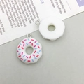 DIY colorful resin donut charms with metal loop for handmade phone cases and jewelry - White Donut (17182)