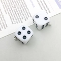 Cute white resin dice charms with black dots and silver ring for DIY craft jewelry - White Resin Dice (17229)