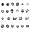 Set of 24 vintage silver alloy beads with turtle butterfly and heart motifs for DIY - Mixed Style (SN450) / 23 Pieces/Pack / Mixed Colors
