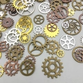Mixed steampunk alloy gears in bronze, copper, silver, and gold for DIY jewelry crafts - Mixed Color Gear Style (SN499)