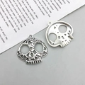 Ciondoli a teschio in argento vintage, stili cavi e incisi per gioielli fai-da-te - 27*27mm / Stile Teschio (3166)
