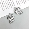 Retro Silber Skelett Anhänger mit Sombrero Hut für DIY Schmuckherstellung und Basteln - 14*20mm / Altsilber Totenkopf Stil (10886)