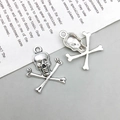 Totenkopf-Anhänger aus Legierung im Vintage-Stil für DIY-Schmuck in Antik-Silber-Optik - 20*23mm / Altsilber Totenkopf Stil (17336)