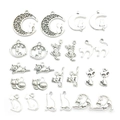 Vintage silver alloy moon cat pendants for DIY jewelry making accessories set - Mixed Style Cat Pendant Set (SN440)