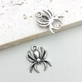 Retro silver spider charms with vintage finish and closed loops for DIY jewelry making - Spider 14x17mm (b110)
