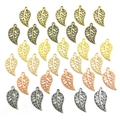 Hollow leaf alloy pendants in five metallic colors for DIY jewelry making and crafts - Multicolor Mixed (SN262)