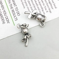 Pendentif rose en alliage argenté vintage avec pétales détaillés pour bijoux DIY - Fleur de Rose Argent Antique (11x17mm)