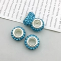 Primer plano de cuatro colgantes de diamantes azules para creación de pulseras DIY - 1 Pieza (11x11mm) / Azul Lago (11548)