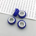 Vista macro de abalorios de cristal azul con base de aleación para pulseras DIY - Azul Oscuro (11552)