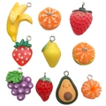 Cute resin fruit pendants including strawberry and banana for DIY jewelry making - Mixed Fruit Styles