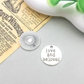 Macro detail of round silver alloy pendants with 'Love and Beloved' engraving for DIY jewelry - Letter love and beloved (2490) / 19*19mm