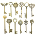Set di 12 ciondoli a chiave vintage in lega di bronzo antico per gioielli fai da te - Stili Misti Vintage (SN301)