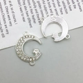 Mond-und Stern-Verbinder in Silber mit weißen Kristallen für DIY-Schmuckherstellung - 15x20mm