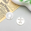 Close-up of vintage silver charms with 'believe in love' engraving and sunburst pattern - Letter believe in love (2493) / 19*19mm