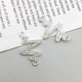 Silberner Herzschlag-Anhänger mit Strass-Pavé für die DIY-Schmuckherstellung - 22x14mm
