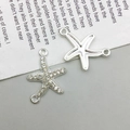 Silberner Seestern-Anhänger mit klaren Strasssteinen und Doppelösen für DIY-Schmuck - 11x22mm