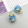Glass ball pendant with light blue micro beads and tiny seashell for DIY jewelry crafting - Seashell Glass Ball (16410) / 1 Piece/Pack (16x21mm) / Sapphire Blue