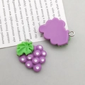 Cute purple grape resin pendant with green leaves and metal loop for DIY jewelry - Purple Grape Style / 18*23mm
