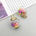 DIY glass bottle pendant with colorful fruit clay slices and gold metal cap - Multicolor Fruit Glass Ball (16530) / 1 Piece (15x21mm) / Colorful