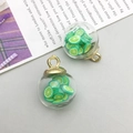 DIY glass ball pendant with miniature lime slices and gold cap for jewelry making - Green Fruit Glass Ball (16533) / 1 Piece (15x21mm) / Green