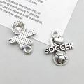 Macro view of antique silver soccer heart charm showing front and back detail - Antique Silver Letter Soccer (11148)