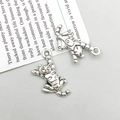 Vintage Silber Katzenanhänger für DIY-Schmuck mit detaillierten Katzenmotiven - Altsilber Katze Stil (11294)