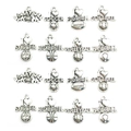 Antique silver sports charms set with volleyball soccer and heart motifs for jewelry making - Mixed 16 Sports Balls