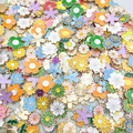 Mix of colorful enamel flower alloy charms and pendants for DIY jewelry making - Random Mixed Enamel Flowers (SN489)