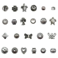 Assorted vintage silver alloy beads for DIY jewelry making featuring various designs - Mixed Style (SN450) / 23 Pieces/Pack / Mixed Colors