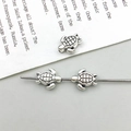 Vintage silver alloy turtle charms with large holes for DIY jewelry making - Turtle Style (16365) / 1 Piece (7x8mm) / Antique Silver