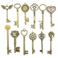 Collectie vintage bronzen sleutelhangers met hart-, vleugel- en tandwiel steampunk ontwerpen - Vintage Gemengde Stijlen (SN301)