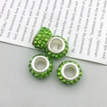 Set de cuatro cuentas de pavé de cristal verde para pulseras DIY con núcleo de metal - Verde (11556)