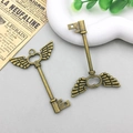 Vintage bronze alloy key pendant with wing design for DIY jewelry making accessories - Wing Key (5694) / 41x60mm