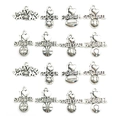 Antique silver sports charms set with heart soccer, basketball, and volleyball designs - Mixed 16 Sports Balls