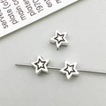 Vintage silver alloy star-shaped spacer beads for DIY jewelry making accessories - Antique Silver Star Spacer Bead (16337)