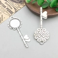 Vintage silver alloy key pendants with heart details for DIY jewelry making - Base Key 28*73mm - 6341