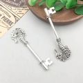 Pair of vintage silver seahorse-shaped key pendants for DIY jewelry making and crafts - Seahorse Key 20*70mm - 7292