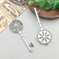 Silver flower head skeleton key pendants for DIY jewelry and vintage accessories - Key 27*76mm - 7522