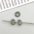 Three retro silver alloy spacer beads with spiral texture for DIY jewelry making - Antique Silver Hair Ring Spacer Bead (16333)