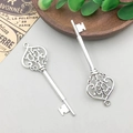 Set of two vintage silver alloy key charms with ornate Baroque openwork patterns - Key 22*69mm - 8753