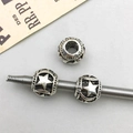 Vintage silver alloy beads with hollow star and moon patterns for DIY jewelry making - Antique Silver Hollow Star Style (16636)