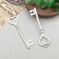 Set of two vintage heart-shaped silver alloy key pendants for DIY jewelry making crafts - Large Key 22*83mm - 9055