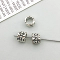 Three vintage silver relief spacer beads with retro patterns for DIY jewelry making - Antique Silver Round Spacer Bead (16345)