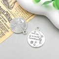 Retro-Anhänger aus Silberlegierung mit Moon and Back Gravur für DIY-Schmuckherstellung - Antik Silber Mond i love you (10896)