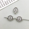 Vintage silver alloy spacer beads with sunburst pattern for DIY jewelry making - Antique Silver Threaded Spacer Bead (16355)