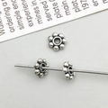 Antique silver flower spacer bead in alloy for DIY jewelry making and pendants - Antique Silver Round Spacer Bead (16353)