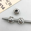 Antique silver large hole beads with hollow scroll patterns for DIY jewelry making - Antique Silver Hollow Pattern Style (16641)