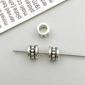 Vintage silver alloy spacer beads with embossed dots for DIY jewelry making - Antique Silver Round Spacer Bead (16342)